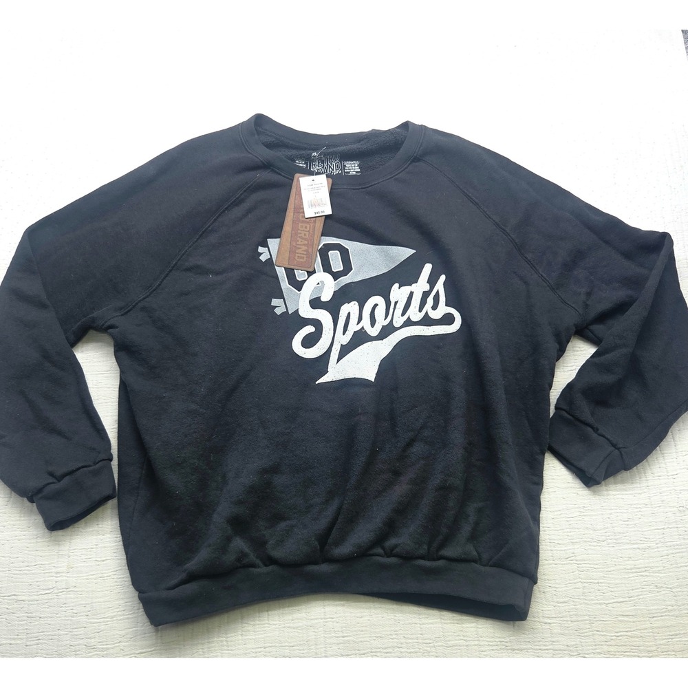 Original Retro Brand Womens Go Sports Graphic Sweatshirt Black Large NWT RBH2786